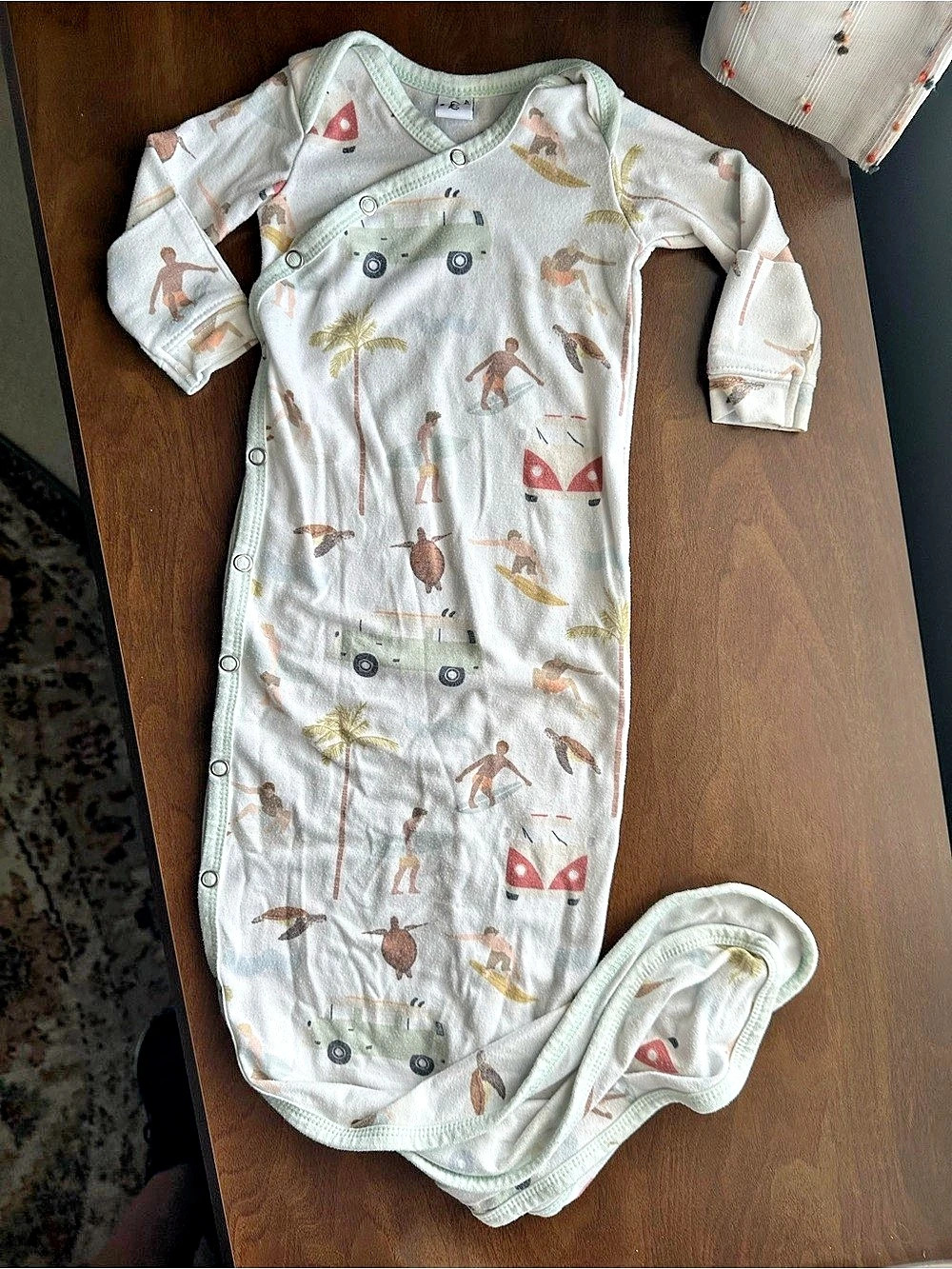 Copper Pearl Baby Baby Newborn Infant knotted Gown Maui Print